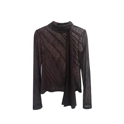 【新款】Cello Sonata 25秋 设计感红棕色T恤蕾丝打底长袖上衣女