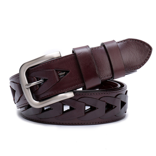 牛震天皮带男真皮编织针扣牛皮青年头层牛皮裤带男腰带纯牛皮中年