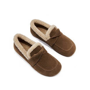 【王小毒】麋鹿森林●绒面毛毛乐福鞋女加绒加厚保暖一脚蹬懒人鞋