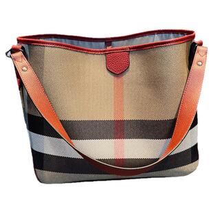 欧美时尚休闲大容量真皮女包潮2025新款高档格子水桶包单肩腋下包