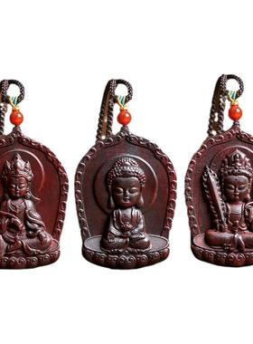 小叶紫檀十二生肖本命佛项链车挂