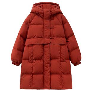 哈齿童装冬季儿童红色新中式羽绒外套中长款女童羽绒服加厚过年服