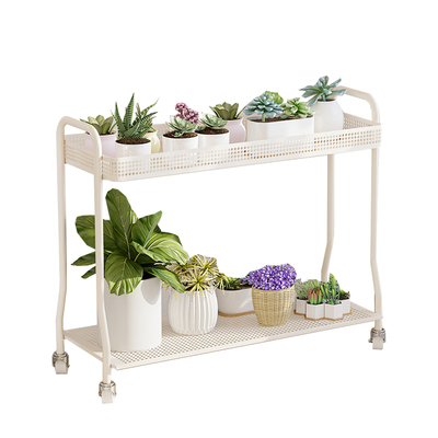 奶油风网红花架带轮植物摆放架