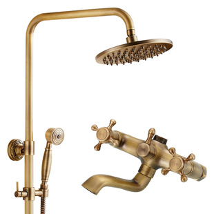 全铜仿古花酒套装欧式浴室增压淋雨沐浴花酒水龙头复古恒温淋浴器