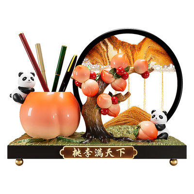 熊猫文创笔筒流沙画摆件轻奢高档毕业礼物送老师办公室桌面装饰品