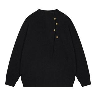 布老哥Blog复古半高领不规则纽扣针织衫老钱风cleanfit毛衣W376