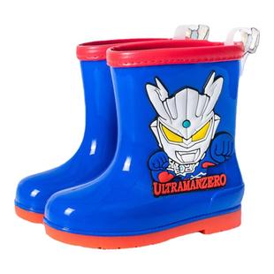 儿童奥特曼雨靴男童雨鞋幼儿园上学中筒男孩防滑鞋套加绒可拆卸冬