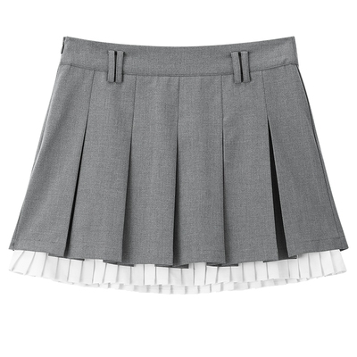 【商场同款】乐町拼接设计百褶裙秋季新款学院风A字短裙C1GEF3411