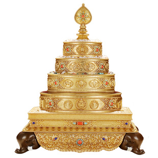 慧宝铜制三十七堆曼扎盘手工精品宝石曼茶罗曼达盘带托盘多款选