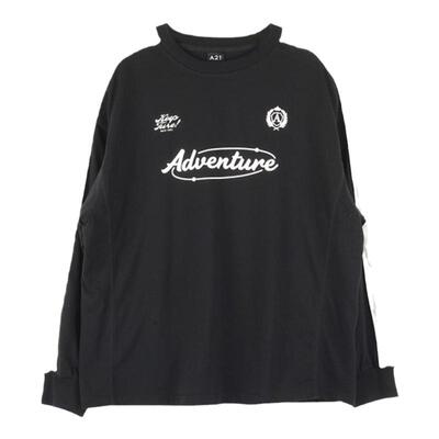 A21女装针织宽松圆领落肩长袖T恤