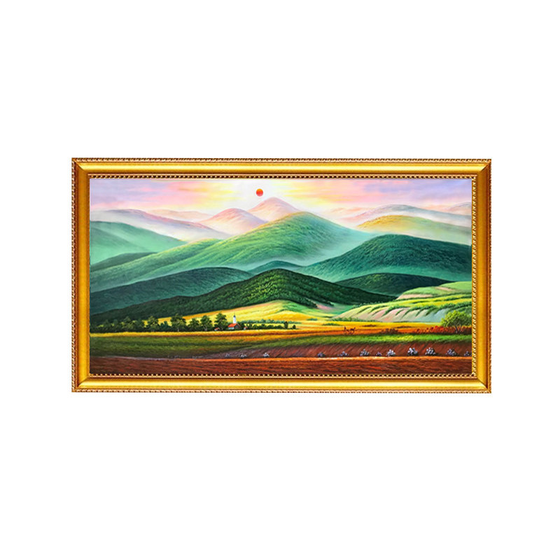 纯手绘简约无水山油画