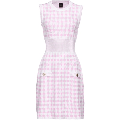 小香风千鸟格背心针织连衣裙