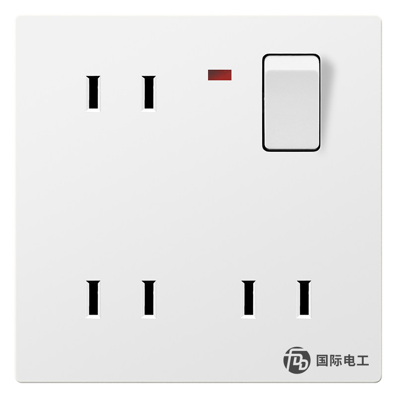 国际电工一开六孔插座带开关