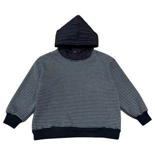 凯文家童装2025年冬季新品男童中大童韩版条纹加绒连帽套头衫卫衣