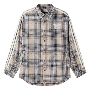 【斑驳沙丘】BOYLONDON春季男女同款卡其色格纹衬衫外套N21017
