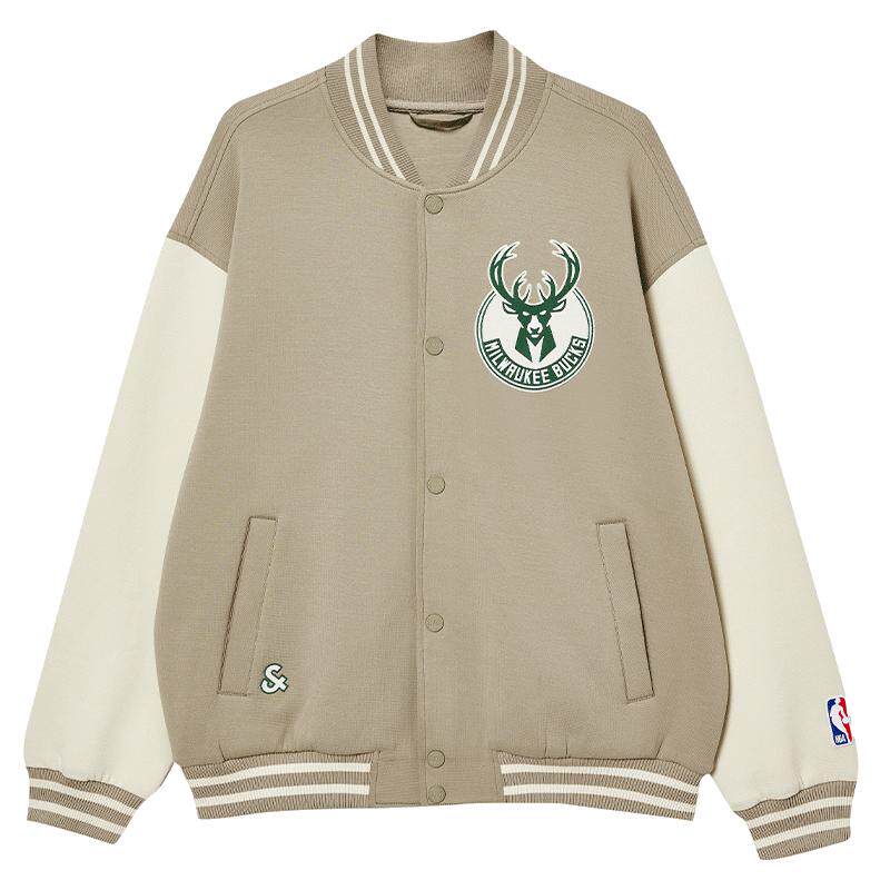 【NBA联名款雄鹿队】杰克琼斯外套男26年秋季夹克拼色棒球服男装