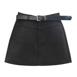 XIBEIERXIXI毛呢短裙女2025冬季高腰简约气质A字裙显瘦百搭半身裙