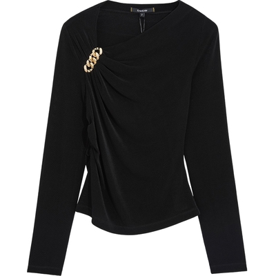 bebe春季新款肌理感梭织衫上衣