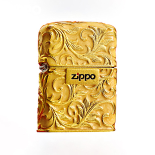 zippo打火机收藏正品重甲浮雕夜光珐琅唐草男士商务礼物煤油防风
