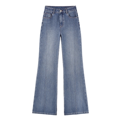 秋水伊人高腰微喇牛仔裤2025秋冬新款女装气质时尚中简约通勤裤子