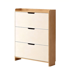 三梦实木鞋柜超薄翻斗鞋架入户家用小窄门口走廊用收纳柜一体靠墙