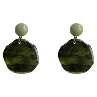 港风复古橄榄绿晕染耳环夸张小众设计感耳钉2025爆款气质独特耳饰