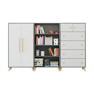 可比熊儿童简易衣柜组装实木卧室小衣柜斗柜书架收纳柜储物柜