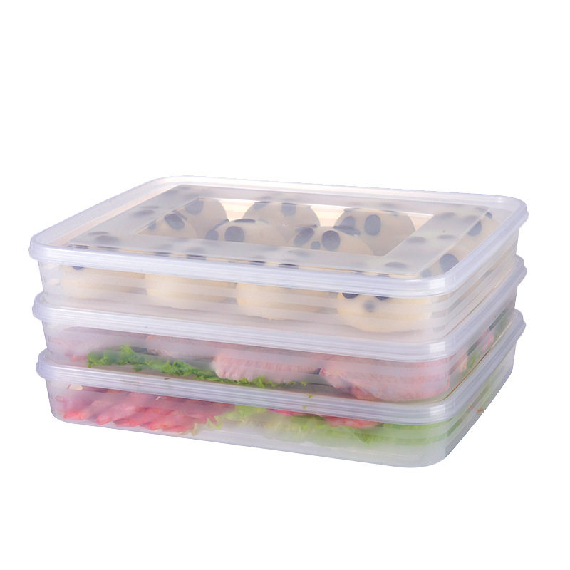 大号鱼海鲜水产保鲜扁平矮宽长方形塑料食品收纳牛排馄饨冬饺子盒