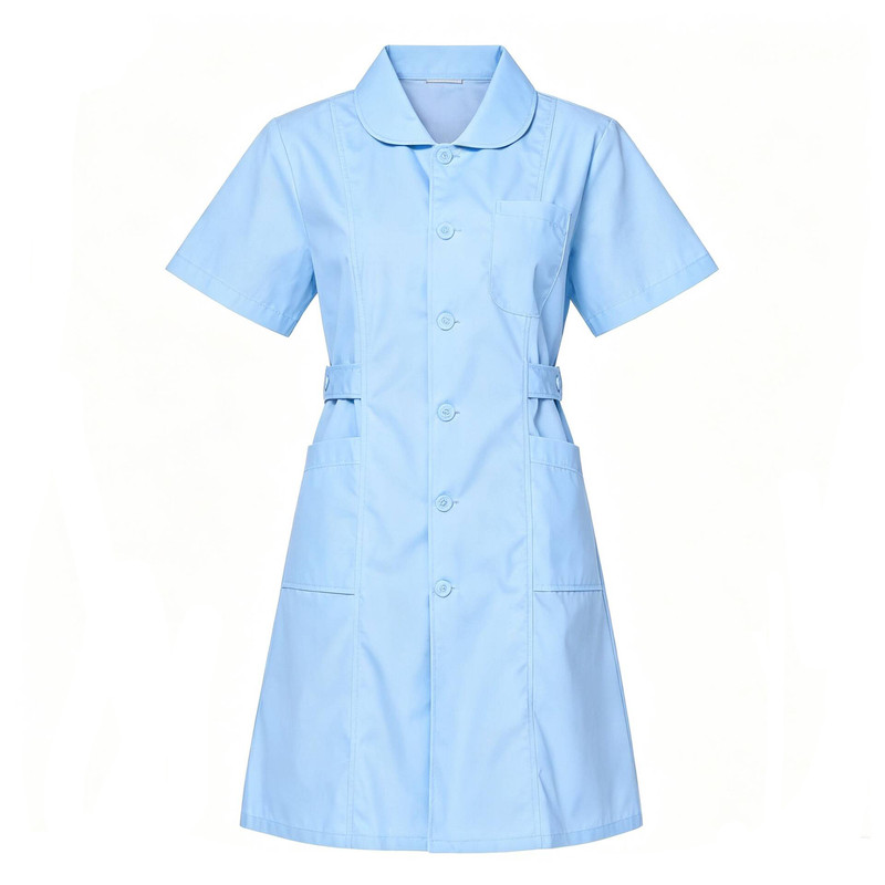 护士服短袖女夏季粉色白大褂圆领