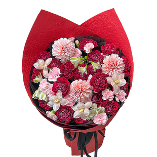 水木麟红色喜庆花束送妈妈长辈生日鲜花速递同城成都花店送花结婚