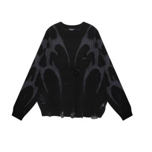 HARE针织衫男2025春季印花流行破洞气质简约套头长袖毛衣150296