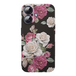 Magsafe磁吸黑底牡丹花适用苹果17Promax手机壳全包iPhone16Pro文艺简约超薄硬壳Air个性15夜光14创意se3保护