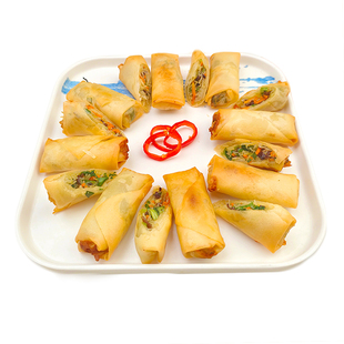 祥口福地三鲜春卷310g餐厅油炸点心五香素菜卷粉丝木耳馅小吃12个