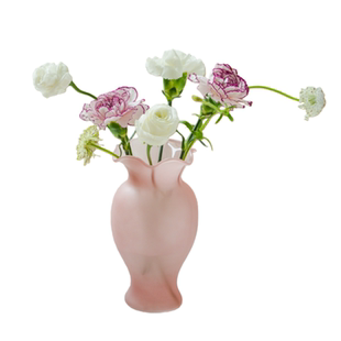 法式芬顿花瓶玻璃高级感ins玉粉色客厅餐桌插花摆件中古装饰花器