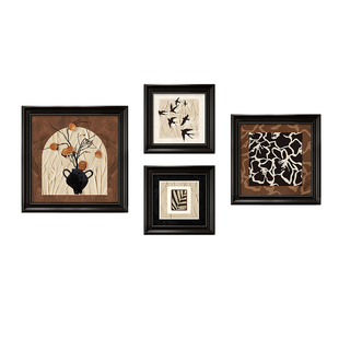 中古风挂画客厅沙发背景墙装饰画宋代美学法式复古组合壁画高级感