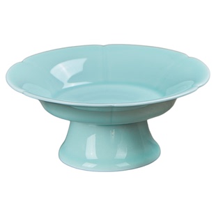 景德镇仿宋葵口茶点盘茶歇点心盘中式陶瓷高脚高足盘茶席茶食托盘