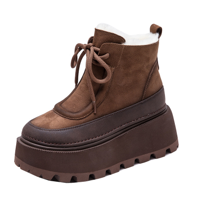 厚底头层牛皮加绒休闲高帮棉鞋
