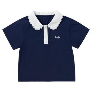 嘟嘟家女童t恤学院风POLO衫儿童夏装短袖宝宝夏款可爱上衣a类童装