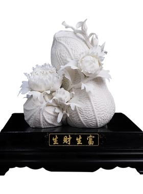 素茗中国白陶瓷雕塑《生财生富》