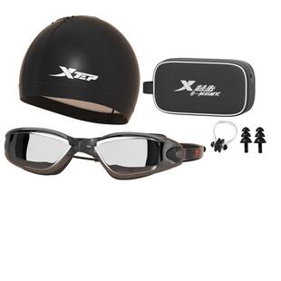 特步泳镜男款中框高清防雾防水近视带度数专用游泳眼镜泳帽套装备