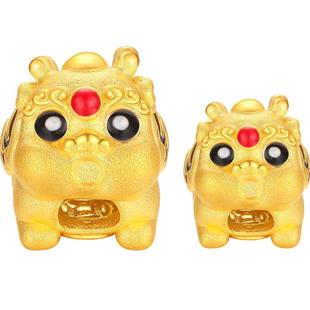 潮宏基 吞金兽-多财貔貅 黄金转运珠足金串5D硬金珠手绳招财珐琅