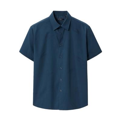海澜之家凉感纯色透气短袖衬衫男