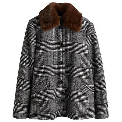 HM女装毛呢外套冬季羊毛混纺外套冬装短款大衣1300040