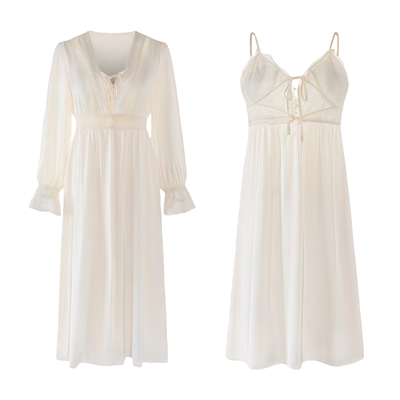 性感桑蚕丝睡裙女春秋款真丝睡衣