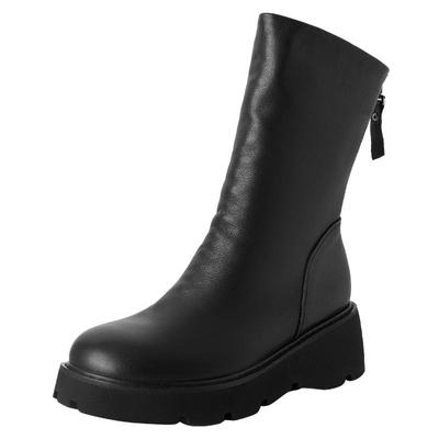 达芙妮坡跟短靴女增高厚底马丁靴