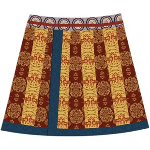 青泠谷唐代汉服女士花树对鹿间色腰裙陌腹一片式破群对襟上衣套装