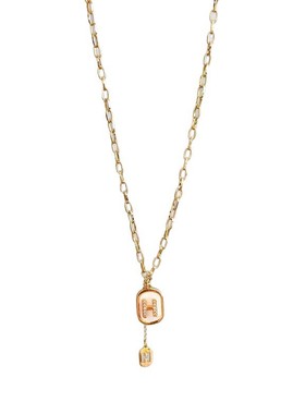 法式白贝壳H字母锁骨链