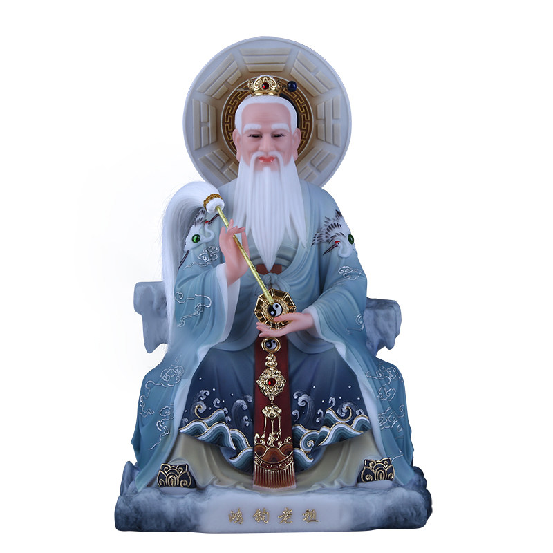 家用汉白玉彩绘鸿钧老祖神像