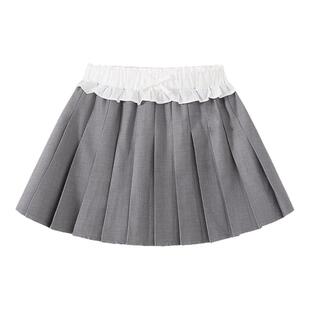 植木女童裙子2026春秋新款中大童蝴蝶结百褶半身裙儿童半身裙童装