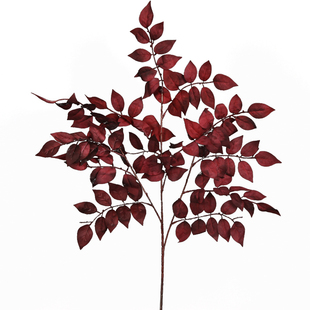 仿真花冰心叶凌霄叶红色秋色单支绢花婚礼堂背景吊顶路引插花叶材
